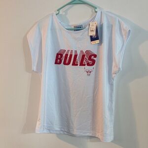NBA Bulls White and Red Women’s T-Shirt